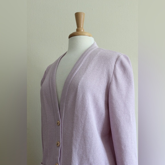 Vintage 70s Castleberry Albrechts Lavender Purple Dacron Textured Cardigan - Picture 7 of 10